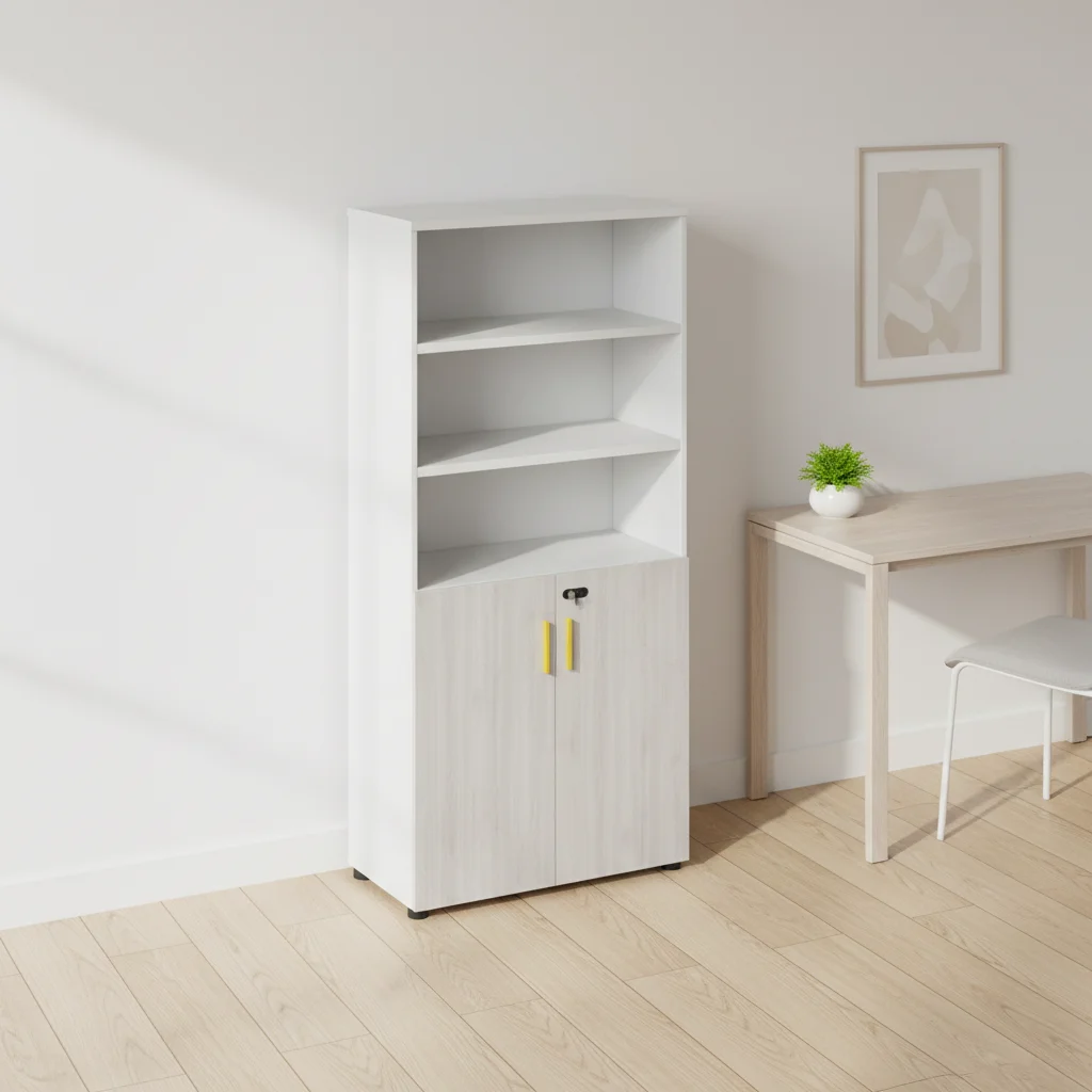Tall Solid Wood Home Office Filing Cabinet with Three Adjustable Shelves Space-Saving Large Capacity Storage Solution 3