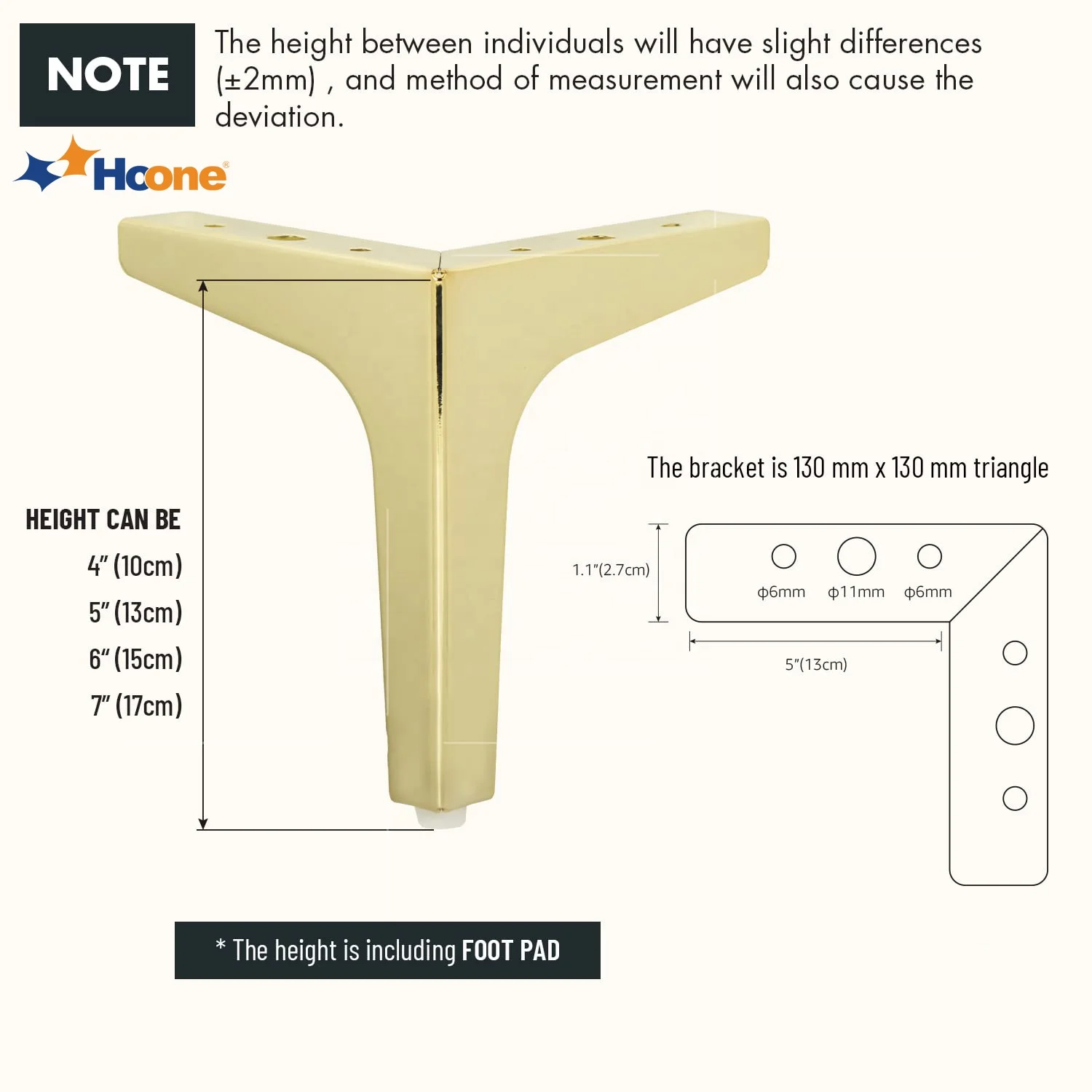 Hoone Modern Pyramid Angled Short Foot Couch Chair Legs Accessories