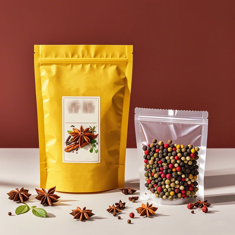 Custom Printed Stand up Pouch Zip Plastic Powder Corn Flour Seasoning Packaging Spices Dried Fruit Tea Spice Bags