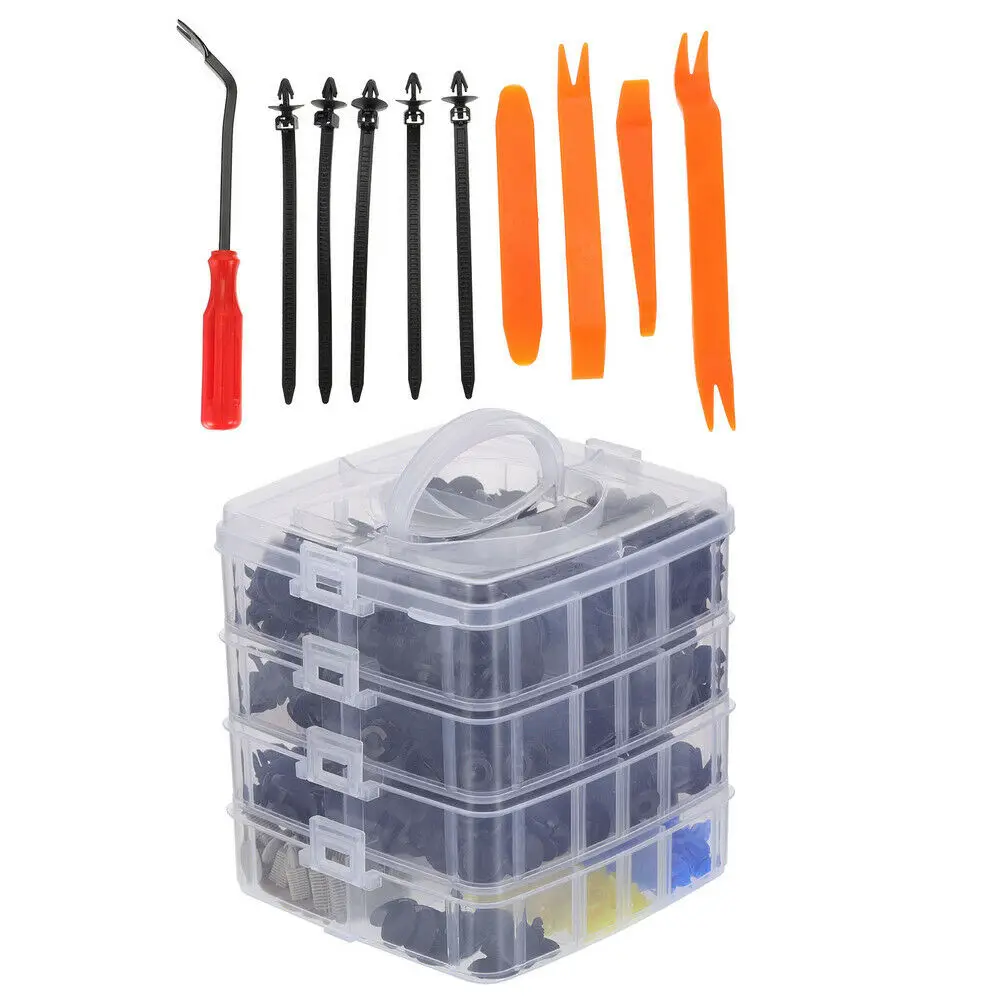 1/2set 650Pcs Car Plastic Body Fasteners Push Trim Clips Pin Rivet Bumper Kit