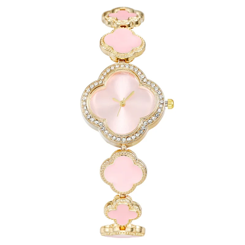 Elegant Design Charm Style Four Leaf Clover with Petals Quartz Movement Watch for Women aperçu 11
