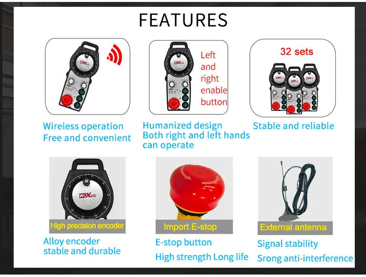 CNC 6 Axes Wireless Remote CNC Controlador  ZTWGP MPG Handwheel with Estop Button Customized Function for Machining Centre
