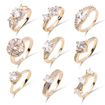 Custom 18K gold plated rings jewelry heart butterfly snake cubic zircon gemstone diamond brass finger ring for women