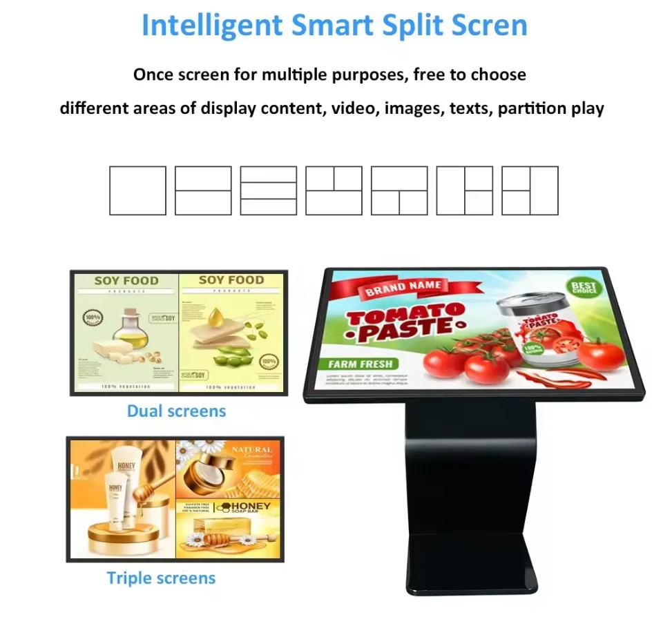 43/55 inch digital signage Metal Floor Stand Lcd Advertising Digital Signage Kiosk With Android Indoor Touch Screen Display supplier