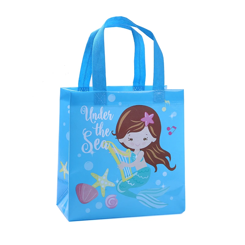 Cross-border manufacturers specialize in small non-woven three-dimensional bags covered with film hand-held gift bags mermaids