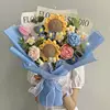 blue large bouquet, handbag + light