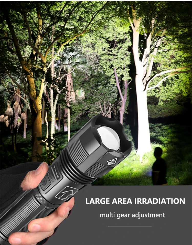 X-501 Most Powerful Flashlight Multi-modes USB Led+cob Torch Lamp Side  Light Built-in Battery Best Camping Tactical Flashlight