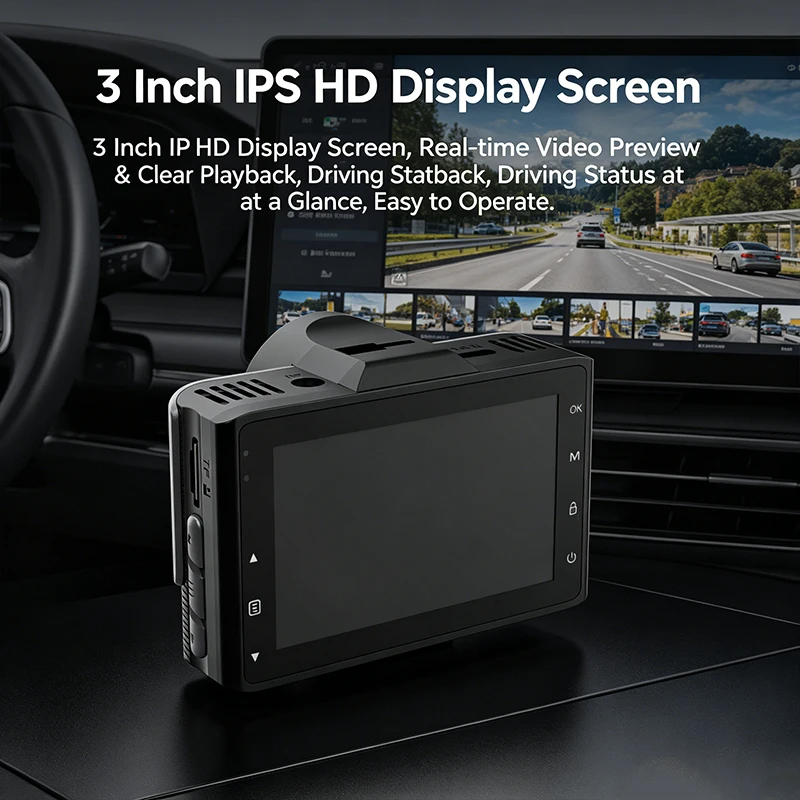 VIEVGUARB VS1132 Dash Cam Parking Monitor Loop Recording Night Vision G-Sensor App Control 4K UHD 1080P WiFi GPS IPS Display