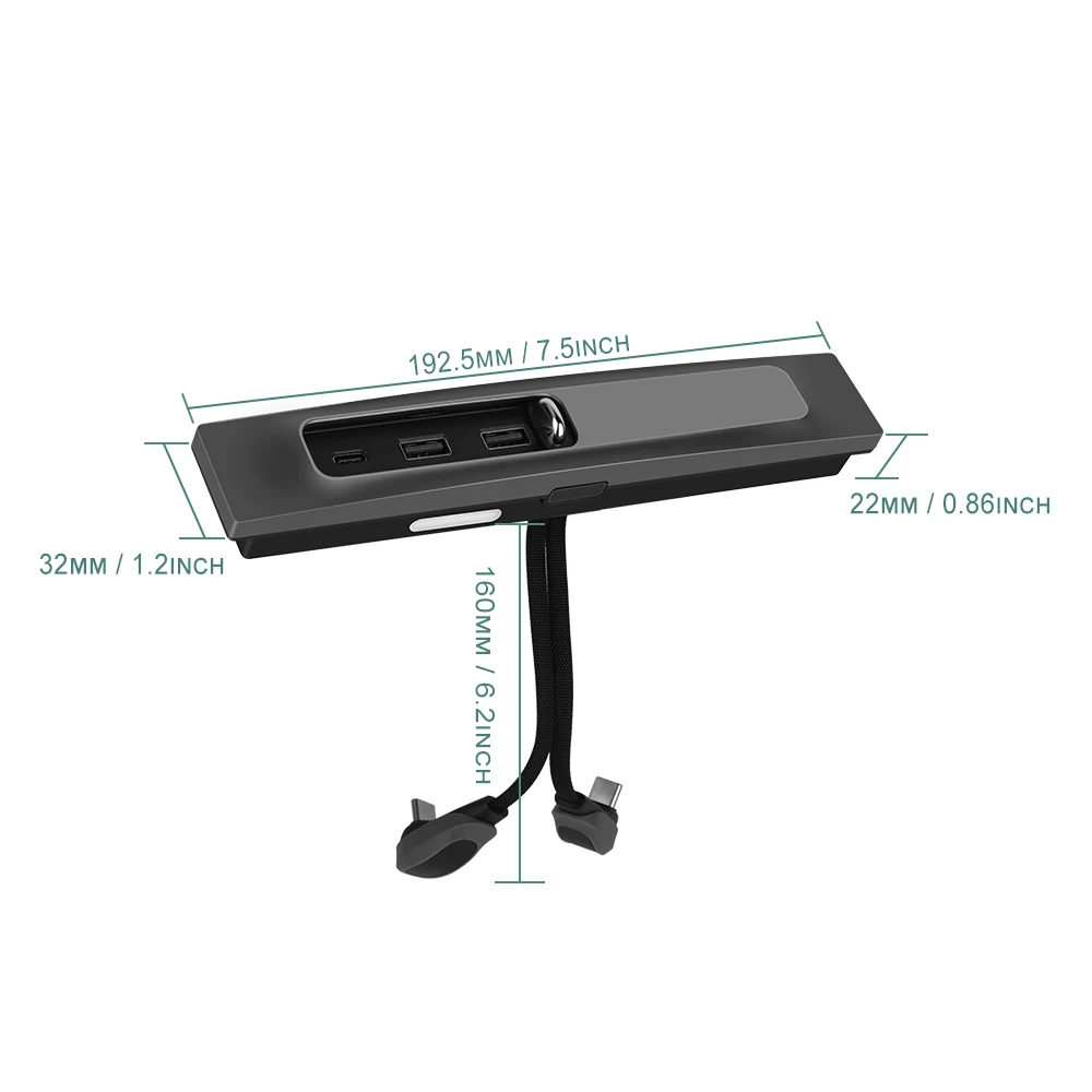 Podofo Center Console Slide Cover Dustproof USB Hub PD Fast Charge Port Intelligent Docking Station for Tesla Model 3 Model Y