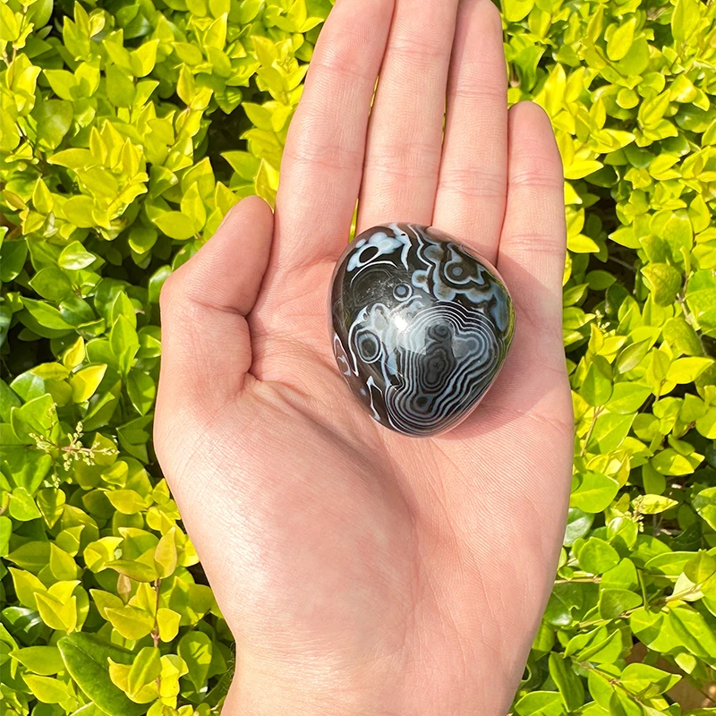 高品質手作り黒瑪瑙石ヘッドクリスタル工芸品黒瑪瑙瑪瑙パームストーン