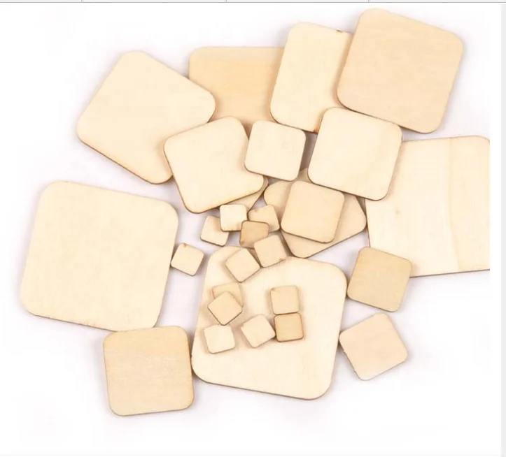 
Необработанная деревянная квадратная плитка с вырезами для поделок своими руками 