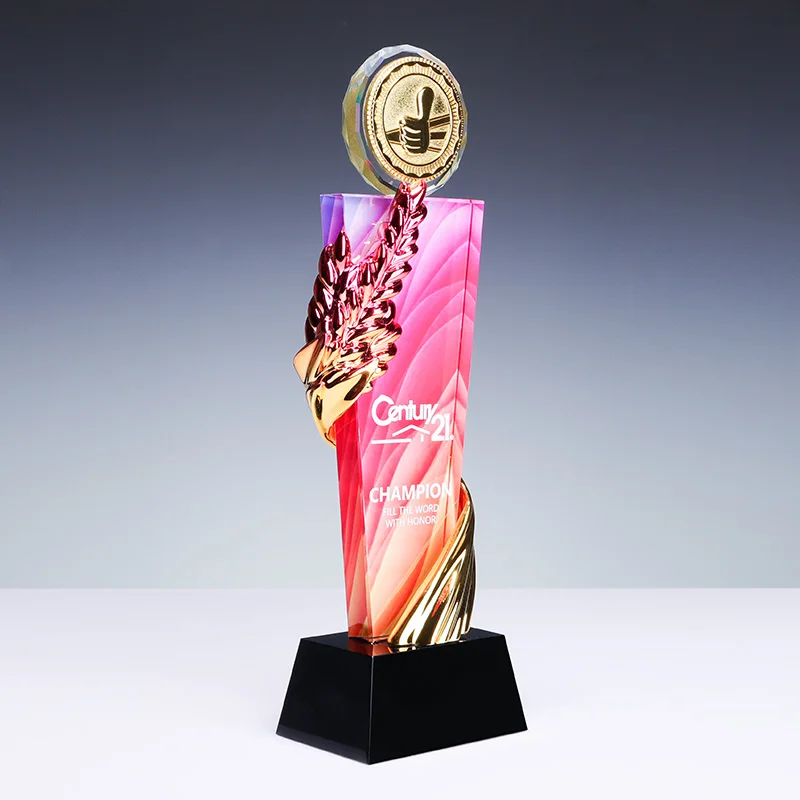 Factory Cheaper New Design Color printing Custom Resin Glass Crystal Trophy Award details