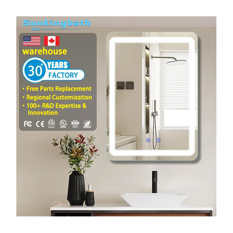 Modern Luxury Rectangle Smart Led Bathroom Mirror High Quality Water-Resistant Glass Furniture Mirror With Led