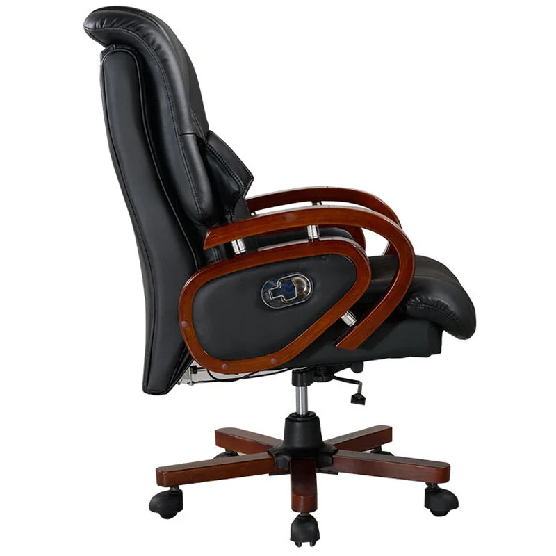 Office Computer Executive Leather Swivel Chair Modern Wooden Seat Manager Luxury Pu Chairs Furniture Set Customization Wholesale image 2
