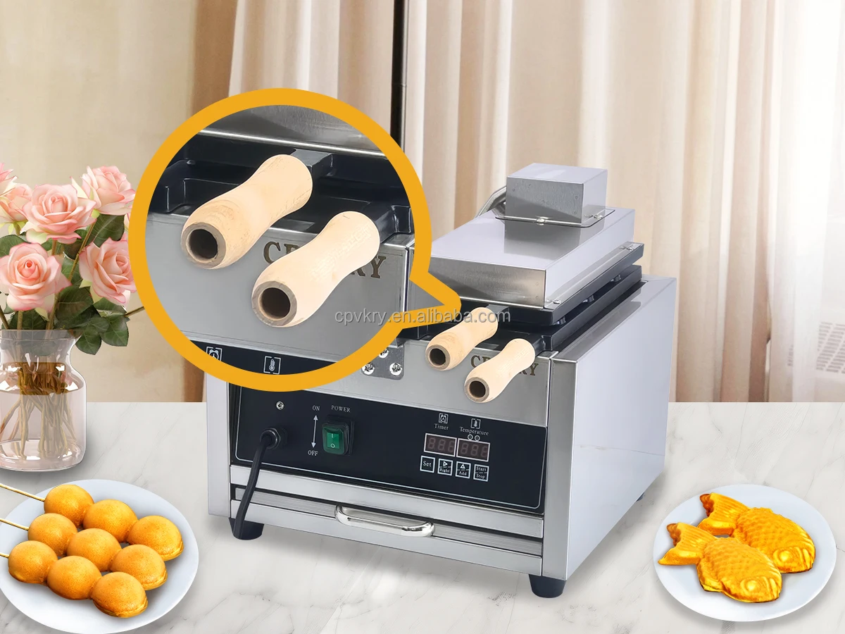 Waffles Coating Machine LED Professional Electric 110V Japanese Taiyaki Waffle Iron Machine Non ...