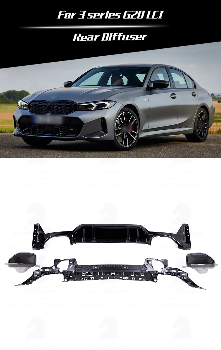 High Quality Gloss Black Rear Diffuser With Bracket For Bmw 3series G20 ...