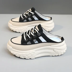 Q072 Made in China Fashion Trend Women's Shoes Summer Breathable Thick Soles Heightening Half slippers