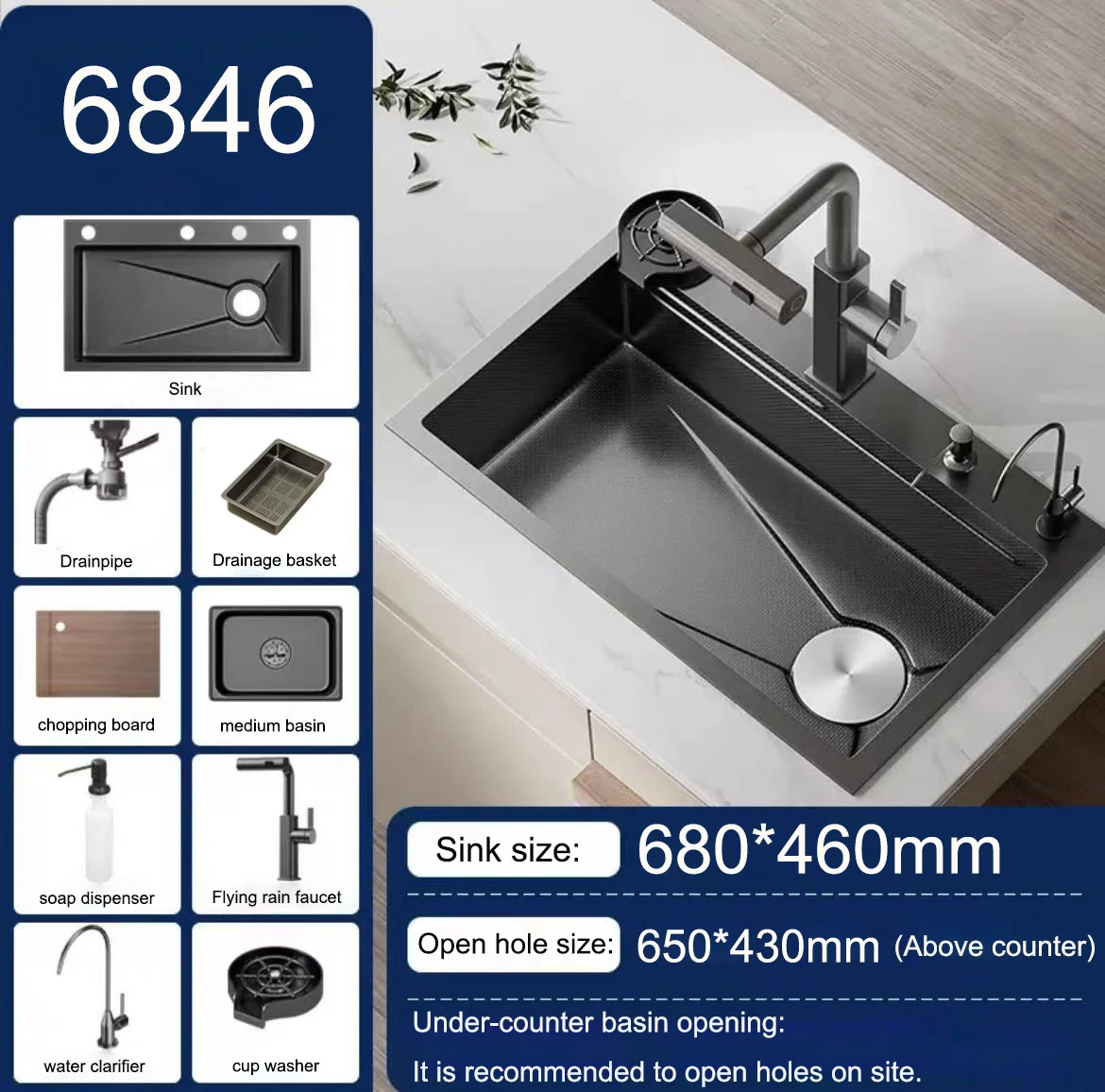 product olife banos 304 stainless steel  waterfall rainfall faucet  anti scratch dish washer kitchen sink fregadero de cocina741-30