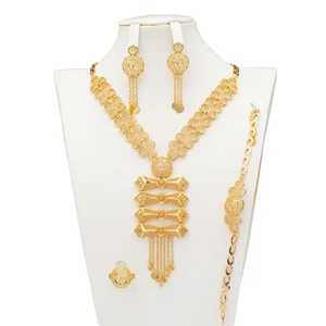 18k Gold Plated Luxury Necklace Mature Woman Jewelry Set