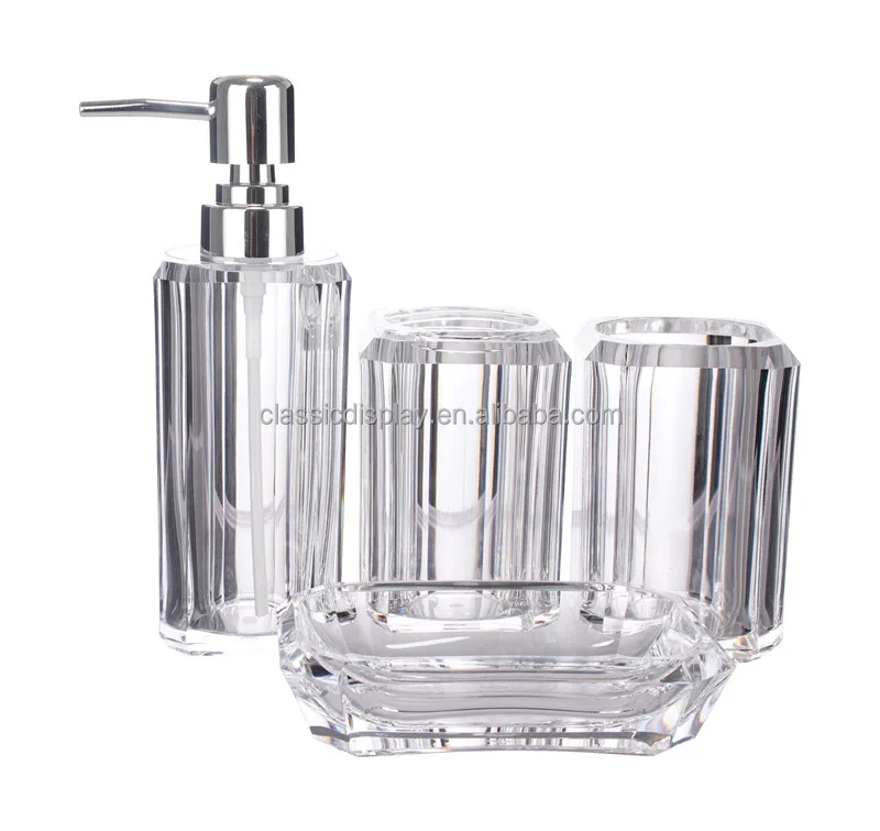 Clear Acrylic Bathroom Wash Set Accessories Wash Room Lotion Bottle For