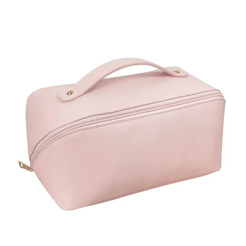 Large Makeup Bag Double Pu Layer Cosmetic Bag Travel Portable Leather ...