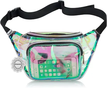 Ladies Waterproof Cross Body Bag Glitter Laser Holographic Fanny Pack Waist Bag