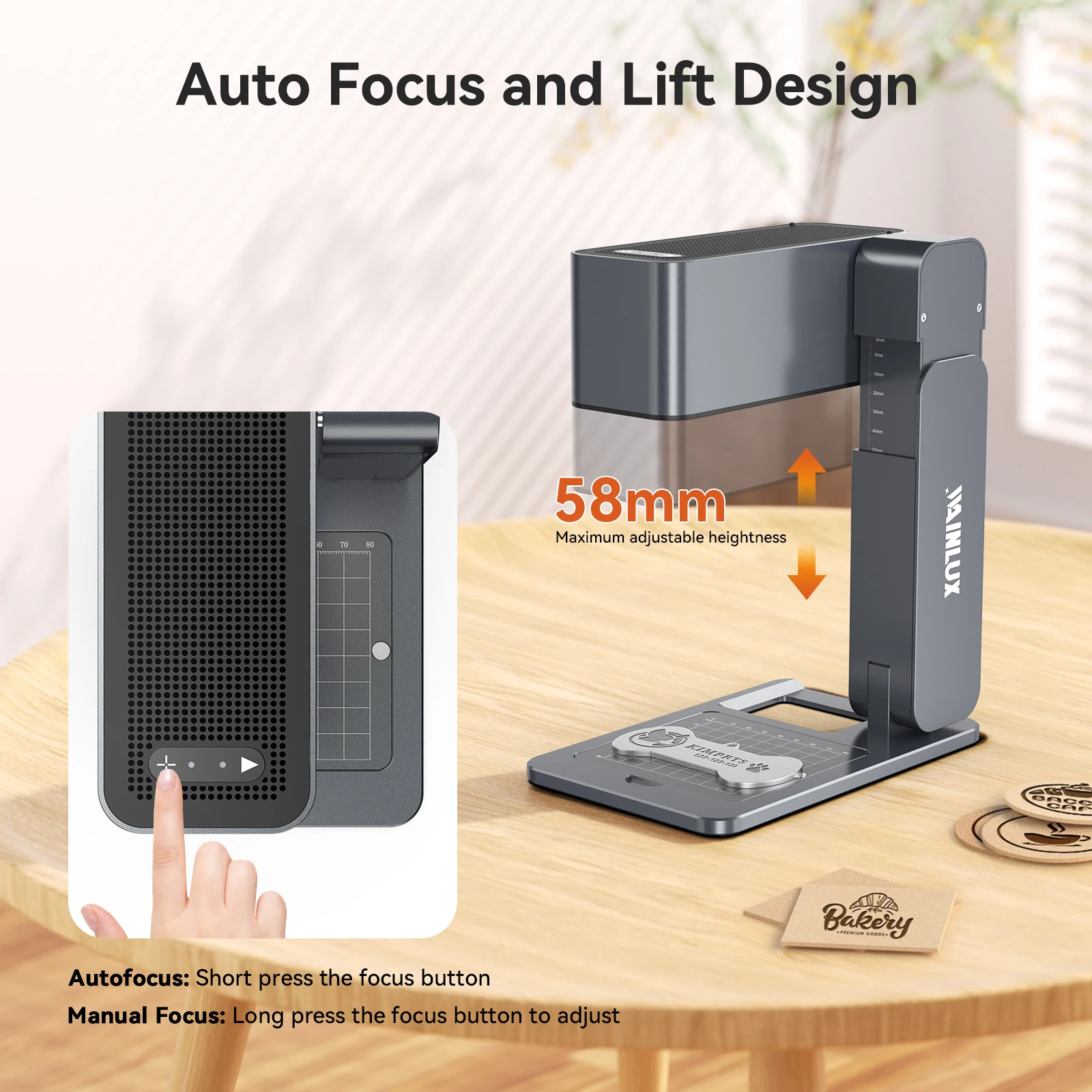 WAINLUX Portable Diode Laser Engraving Machine Powerful Cutting Capabilities for Wood Rubber MDF-Long Working Time Foldable