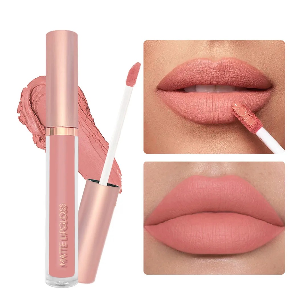 Low MOQ Nude Matte Lipstick 12 Colors Sex Red Long Wearing Kiss-proof Liquid Lipstick Private Label