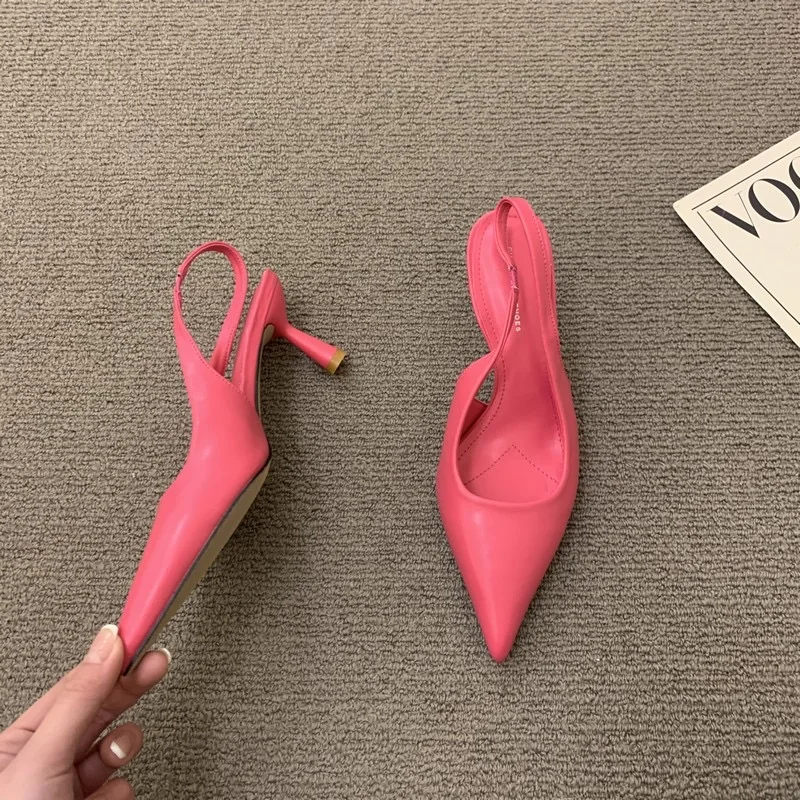 35-40 Peach Color Half Shoes Women's High Heeled Sandals 226