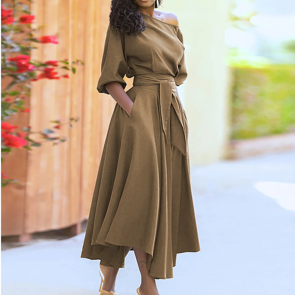 knee length dresses for ladies Plus Size Elegant O-Neck Hollow Out Half Sleeve Mini Dress Black / XXXL main image 0