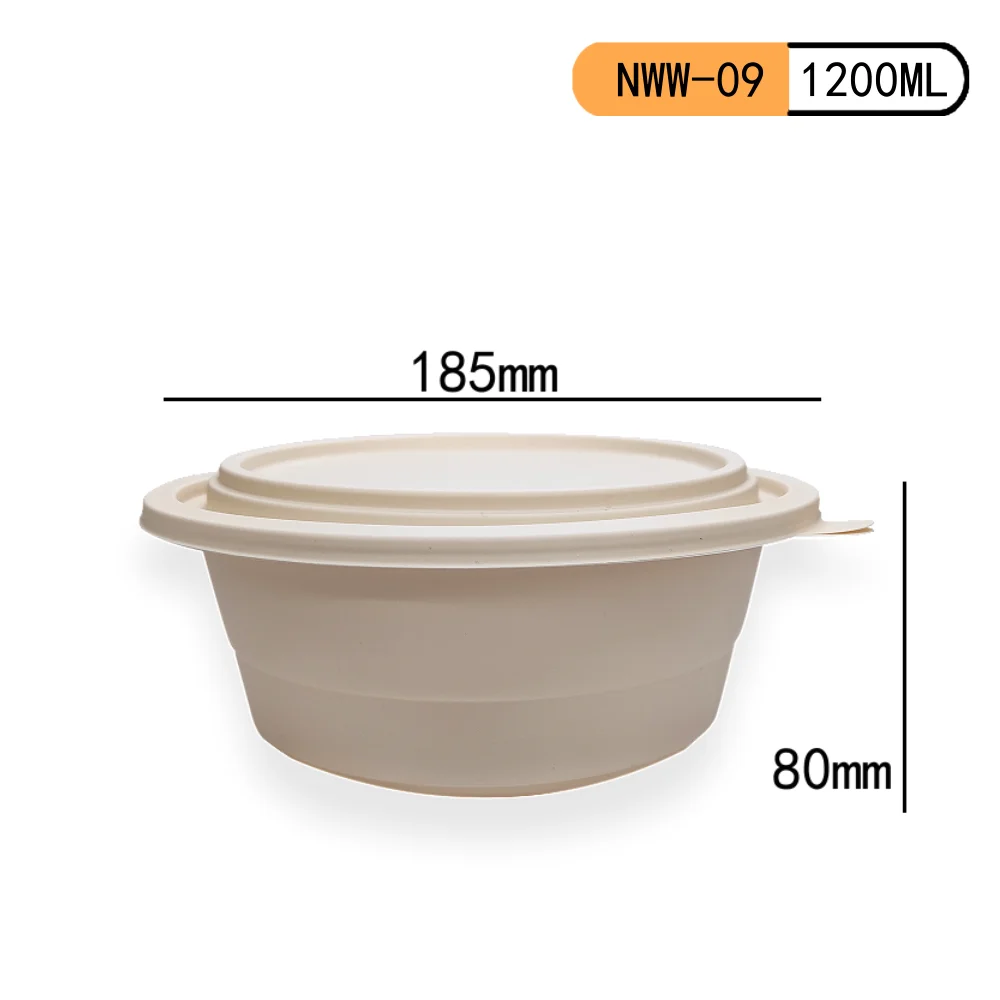 Commercial Double Layered Round Bowl With Lid,Biodegradable Container ...