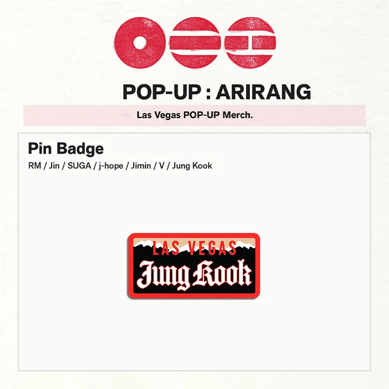 Kpop TAEHYUNG JUNGKOOK SUGA RM LAS VEGAS POP-UP Acrylic Badge Pins