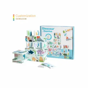 Kids Montessori Cognitive Jigsaw Puzzle Wooden Toys Cartoon Animals Shape Dinosaur Puzzles Cognition Domino Puzzle Block Game