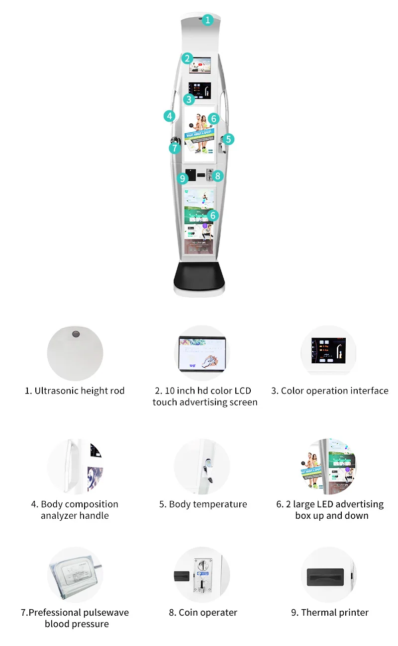 product height measure body composition analyzer coin bmi blood pressure hospital height and weight machine-63