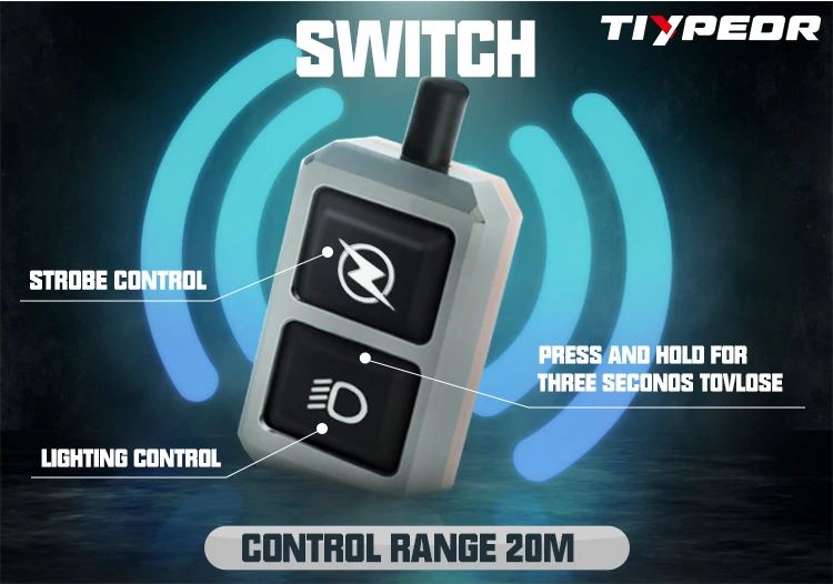 TIYPEOR Wireless Switch Motorcycle Auxiliary Headlight High Power High/Low Beam Super Bright Spotlight Devil Eye For Motorbike details