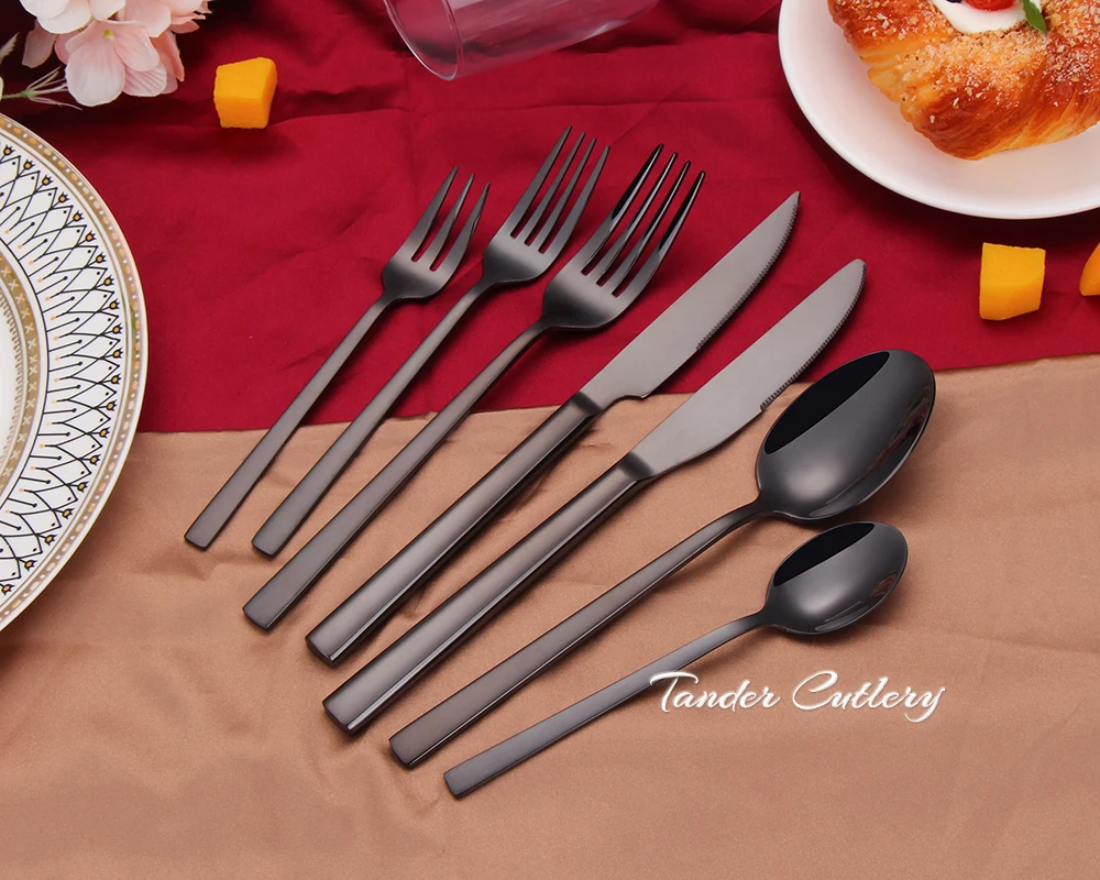 Wholesale Pvd Silverware Metal Matt Black Matte Cutlery Set 18/10 Stainless Steel Matte Black