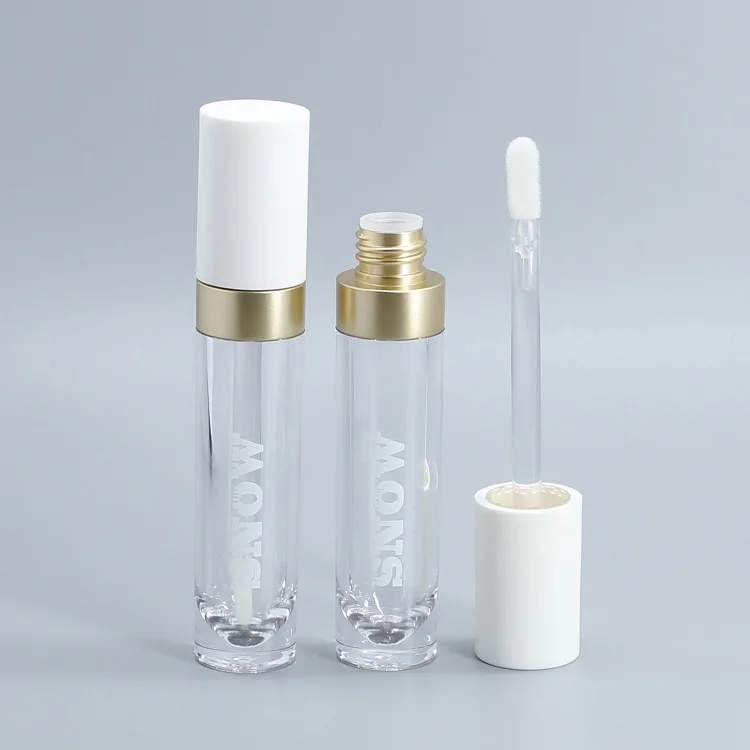 2021 new empty pink top cylinder luxury lipgloss tube packaging makeup tube lip gloss containers tube custom with logo wands