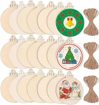 Unfinished Wood Chips Pre-Drilled Wooden Circles for DIY Christmas Ornaments Artistic Crafts & Centerpieces round Wooden Trays