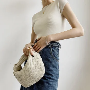 846# Small Luxury latest Designer branded woven shoulder bag women hobo bag with knot for wholesale price