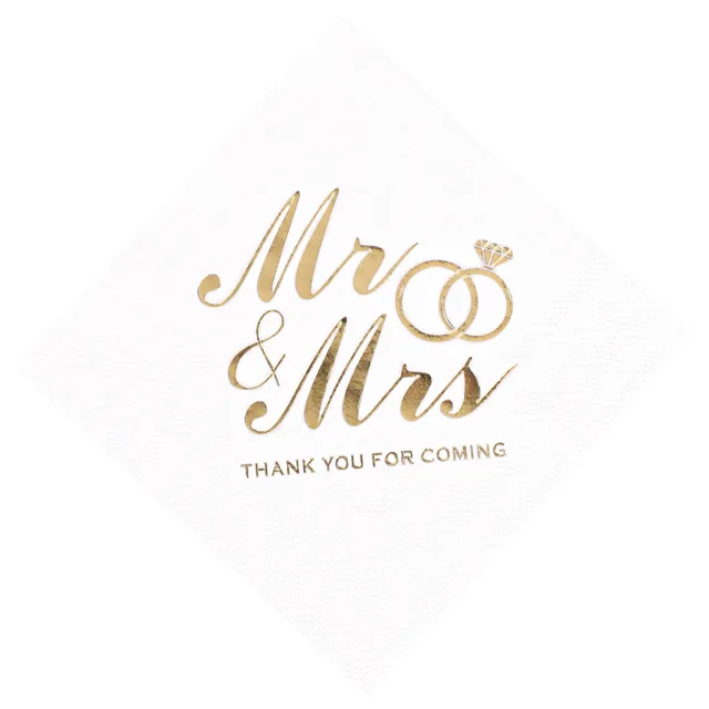 100 Pack Mr and Mrs Cocktail Napkins wedding napkins personalized Gold Cocktail Napkins for Wedding