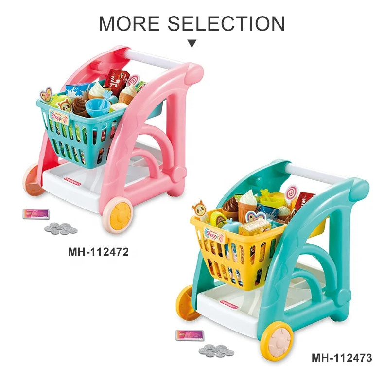 Kids Shopping Cart Play Set Simulation Supermarket Trolley Toy Pretend Play Toys Shopping Game