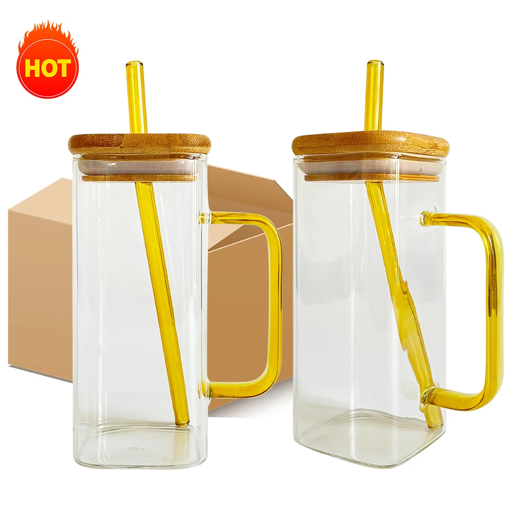 400ml/13.5oz Mason Jar Drinking Glasses With Bamboo Wood Lid And