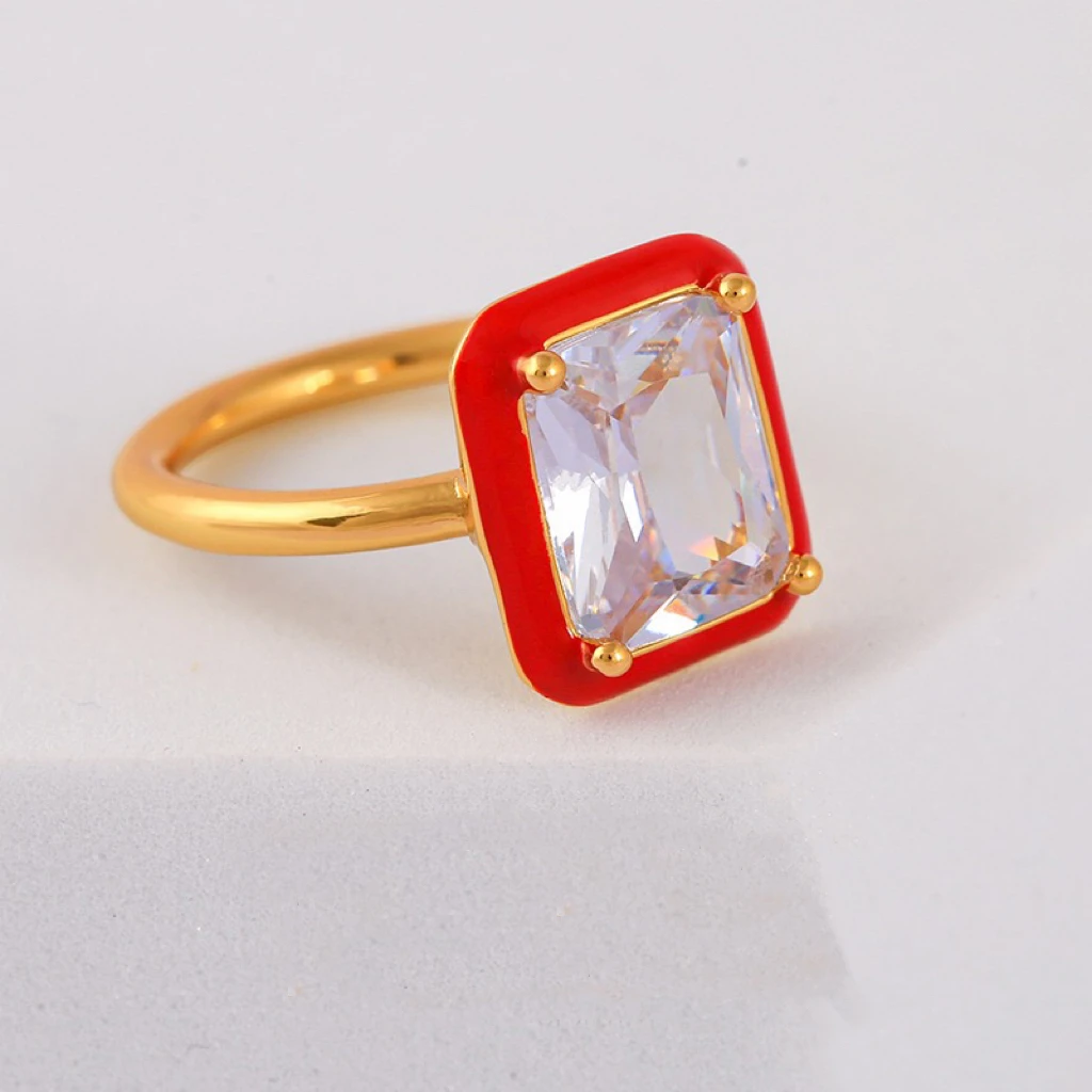 product fashion simple jewelry 2024 hot designer gold plated colored crystal diamond ring for women-8