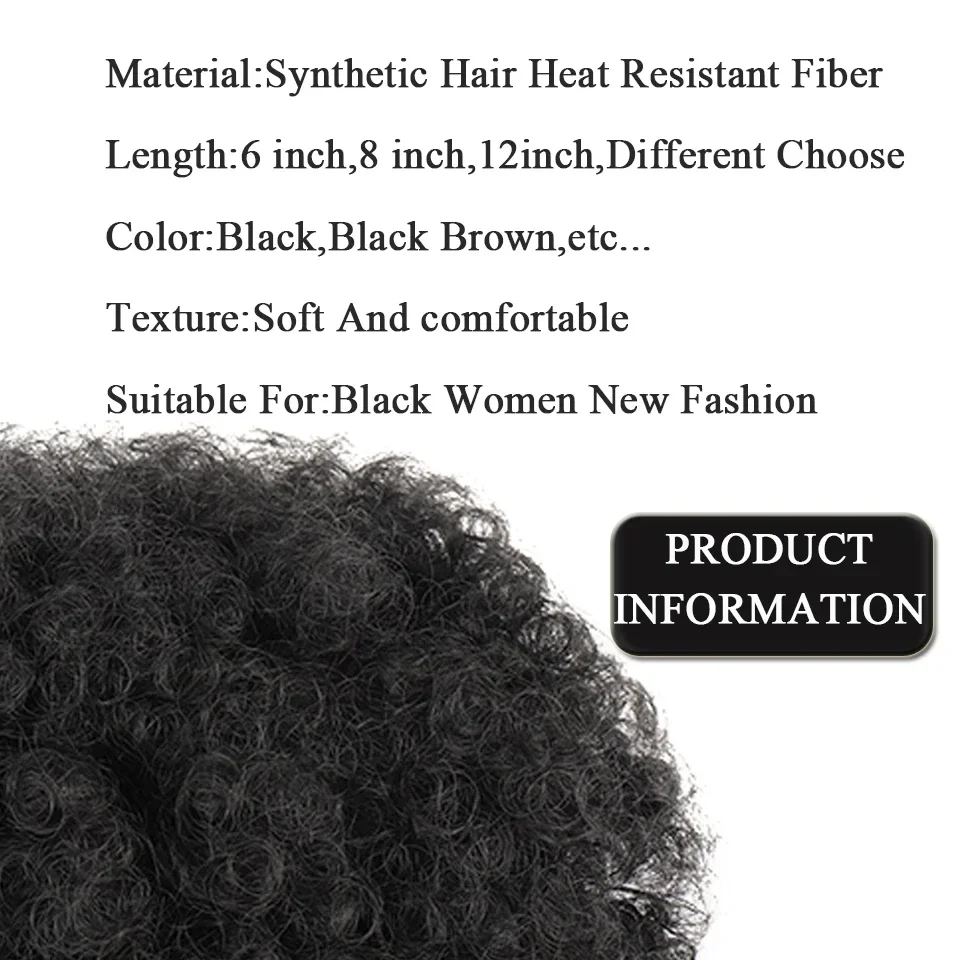 10 Inch Afro Puff Drawstring Paardenstaart Extension voor Zwarte Vrouwen_voghion.com