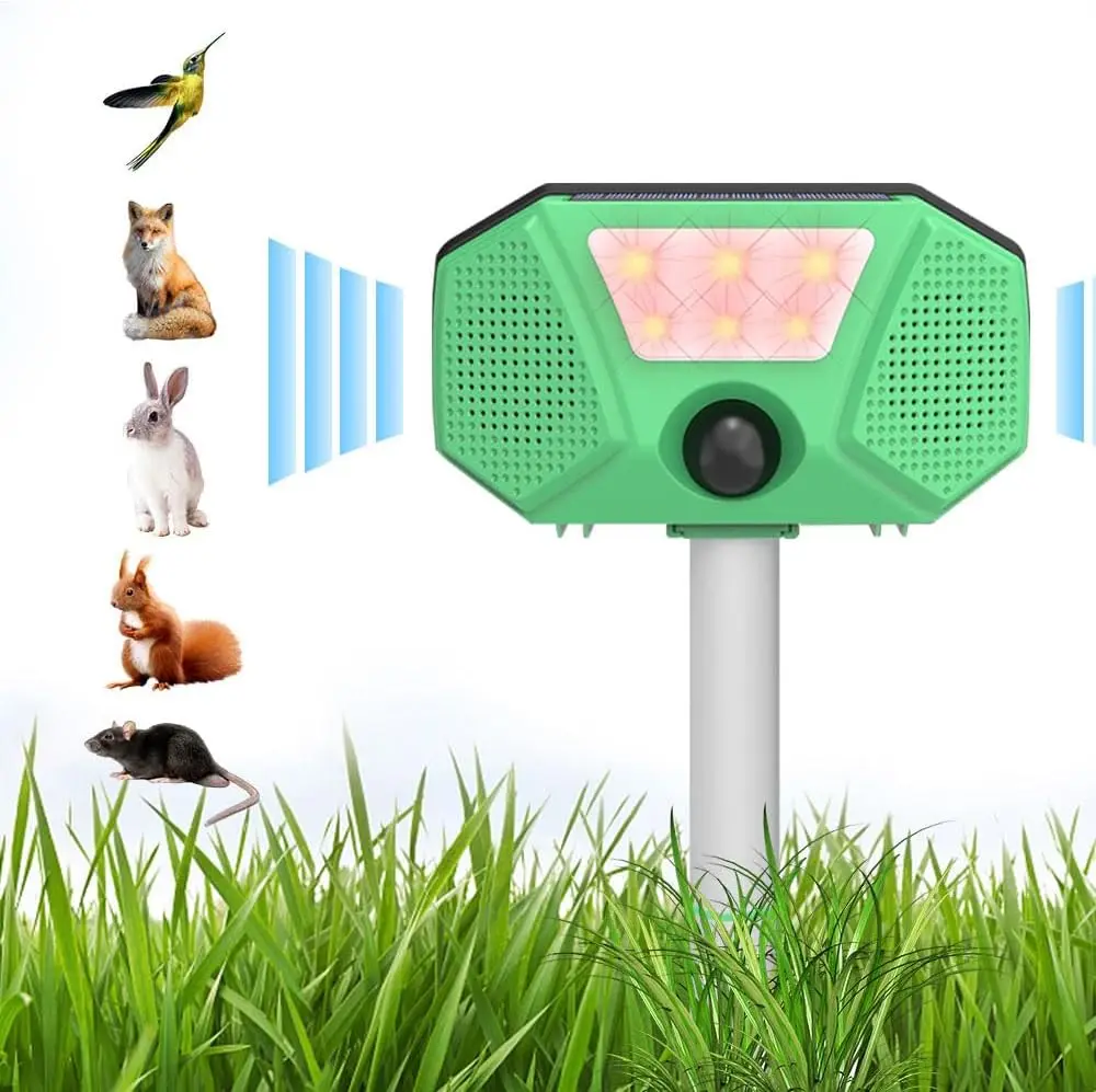 Saijzek New 360 Outdoor Solar Powered Ultrasonic Smart Animal Repellent Deer/Cat/Monkey/Wild Pig/Bird Repeller manufacture