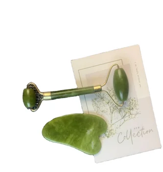 hot-selling dark green anti aging  jade Therapy stone DIY  skin roller    jade facial roller  massager roller jade for face