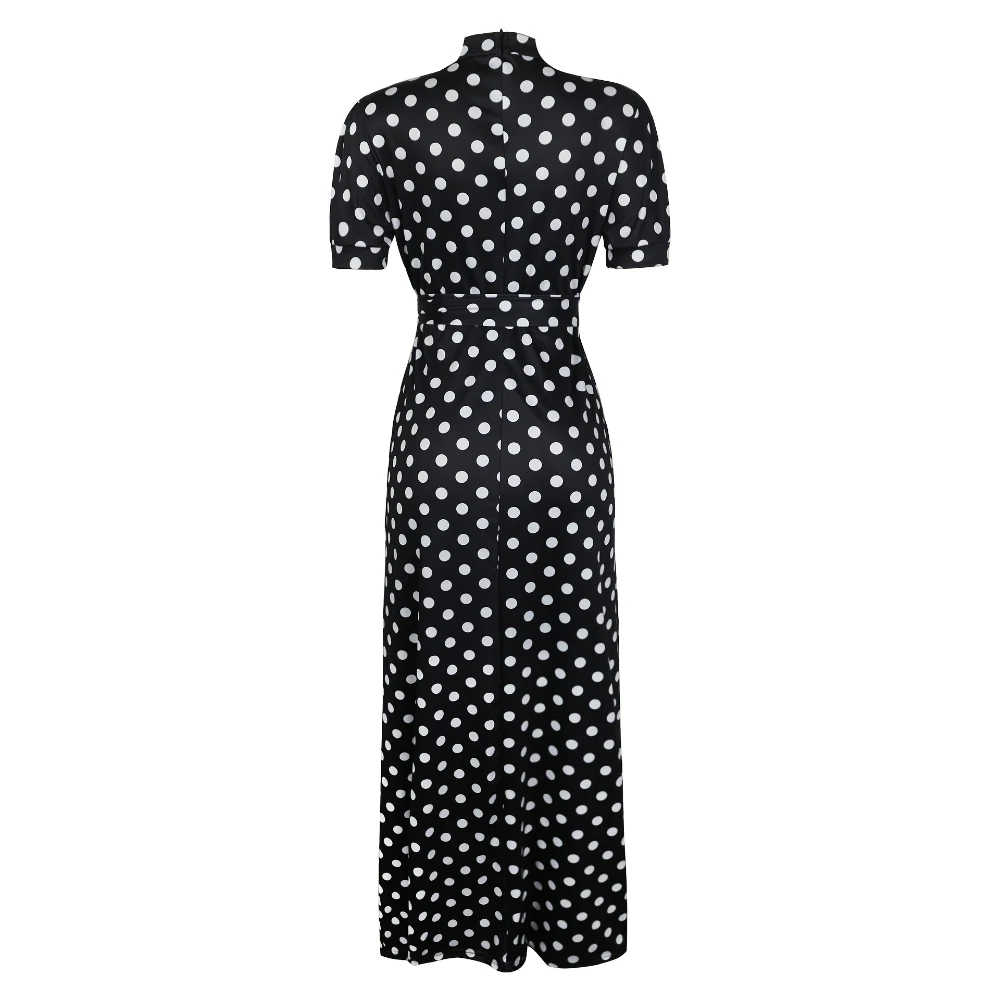 Women's Premium Casual Beach Boho Maxi Dress Plus Size Polka Dot Short  Sleeve Cut Belted Stretchy Natural Sizes Medium Plus