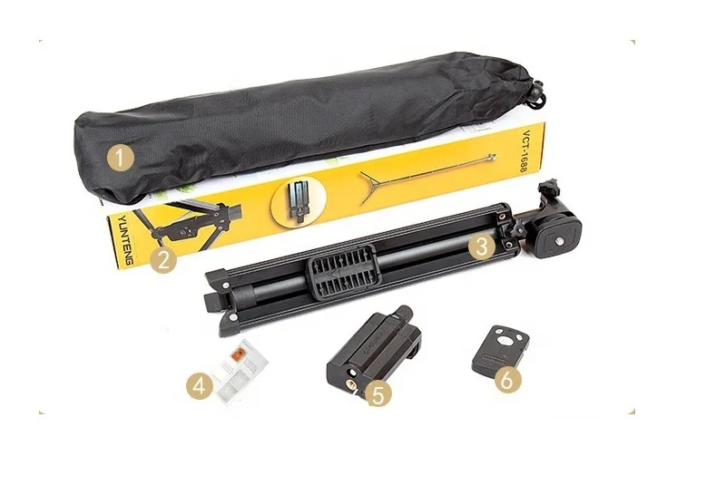 YUNTENG 1688 Extendable 51 Inch Mobile Phone Camera Monopod Selfie Stick  Tripod Stand with Wireless Remote