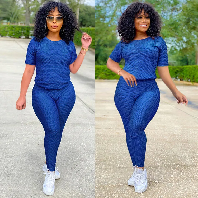 New Arrivals High Quality Women Fashion Clothing 2021 Spring Bodycon Two Piece Set Solid Color 2 Piece Set