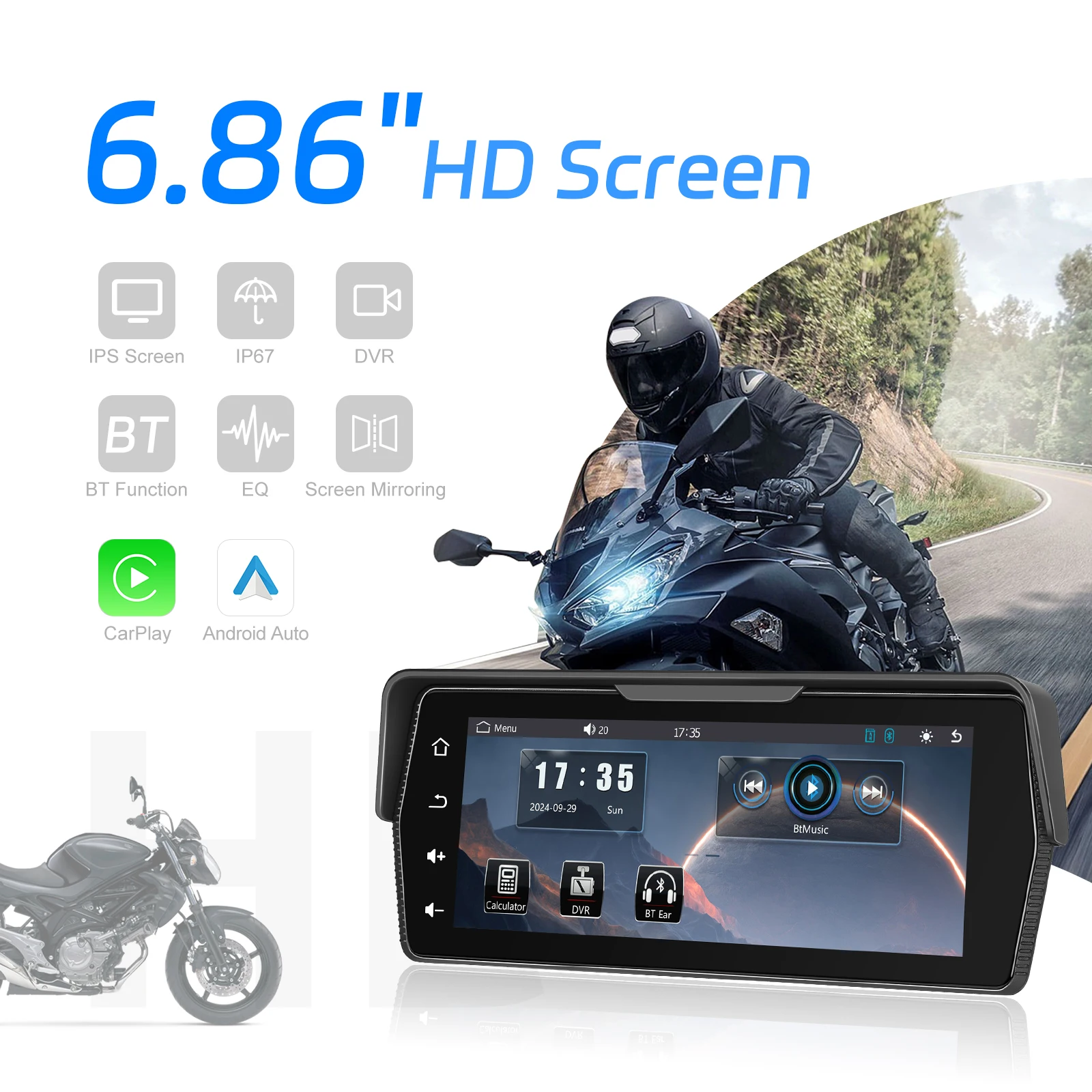 android auto dual bt ip67 waterproof dvr customization a3956-2